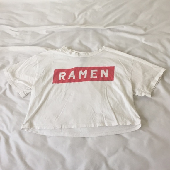 ⚠️FOREVER 21 white ramen crop top graphic tee - Picture 2 of 8
